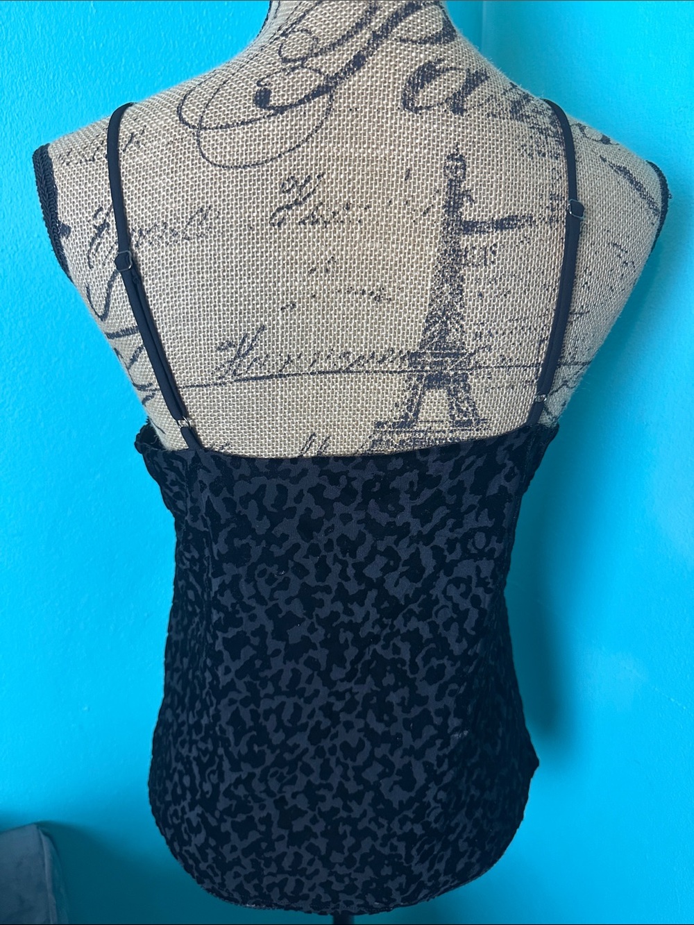 White House Black Market Lace Velvet Animal Print Cocktail Blouse Tank Top S - Picture 4 of 6